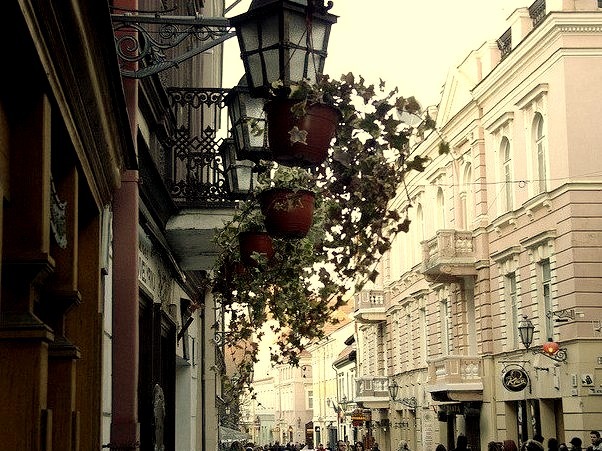 Castle Street in the Old Town of Vilnius, Lithuania