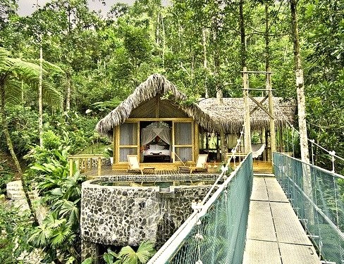 Hanging Bridge to Honeymoon Suite at Pacuare Lodge, Costa Rica