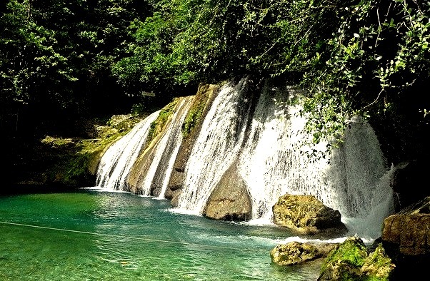 Reach Falls, discovered by runnaway slaves from plantations, Jamaica