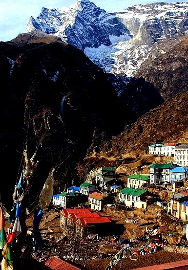 Namche Bazaar, popular among trekkers especially for altitude acclimatization in Khumbu region, Nepal