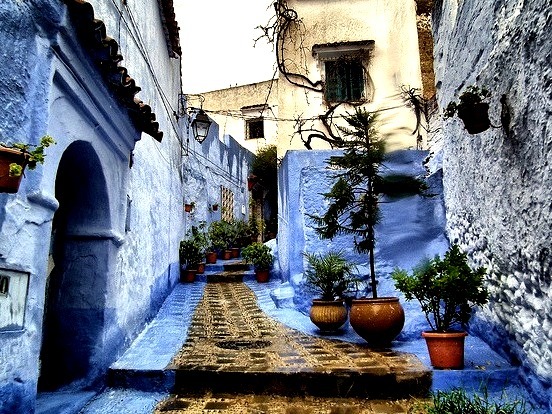 Distinctive blue streets of Chefchaouen, Morocco