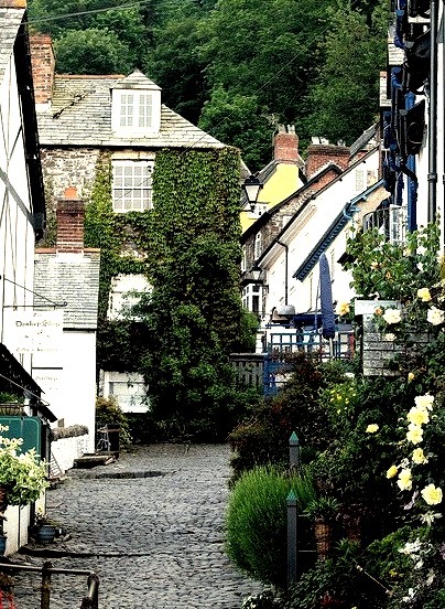 Charming cobbled streets of Clovelly in Devon, England
