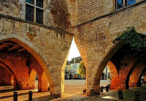 by caminanteK on Flickr.Street scene in Monpazier, a village in Aquitaine, southwest France.